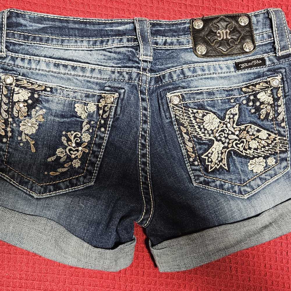 Miss Me Dark Blue Jean Shorts